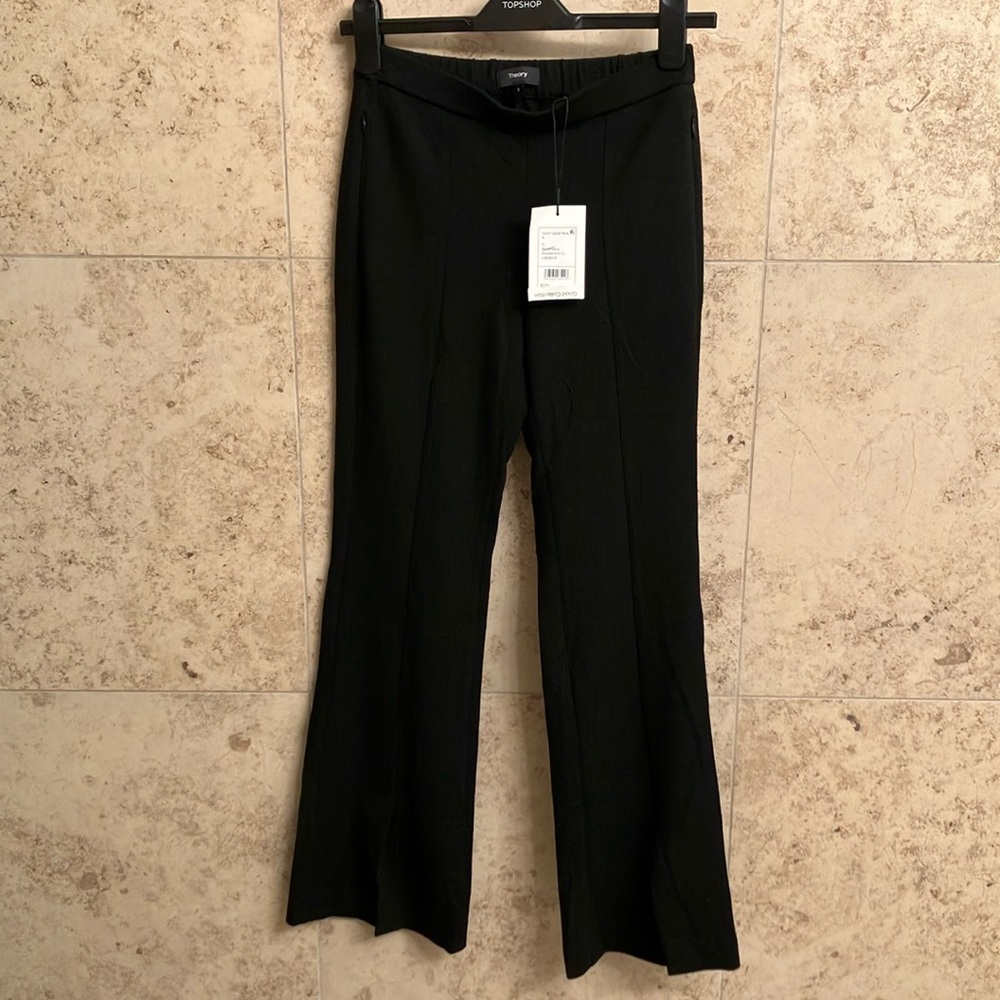 Theory Black Elastic Waist Pants- Size 0